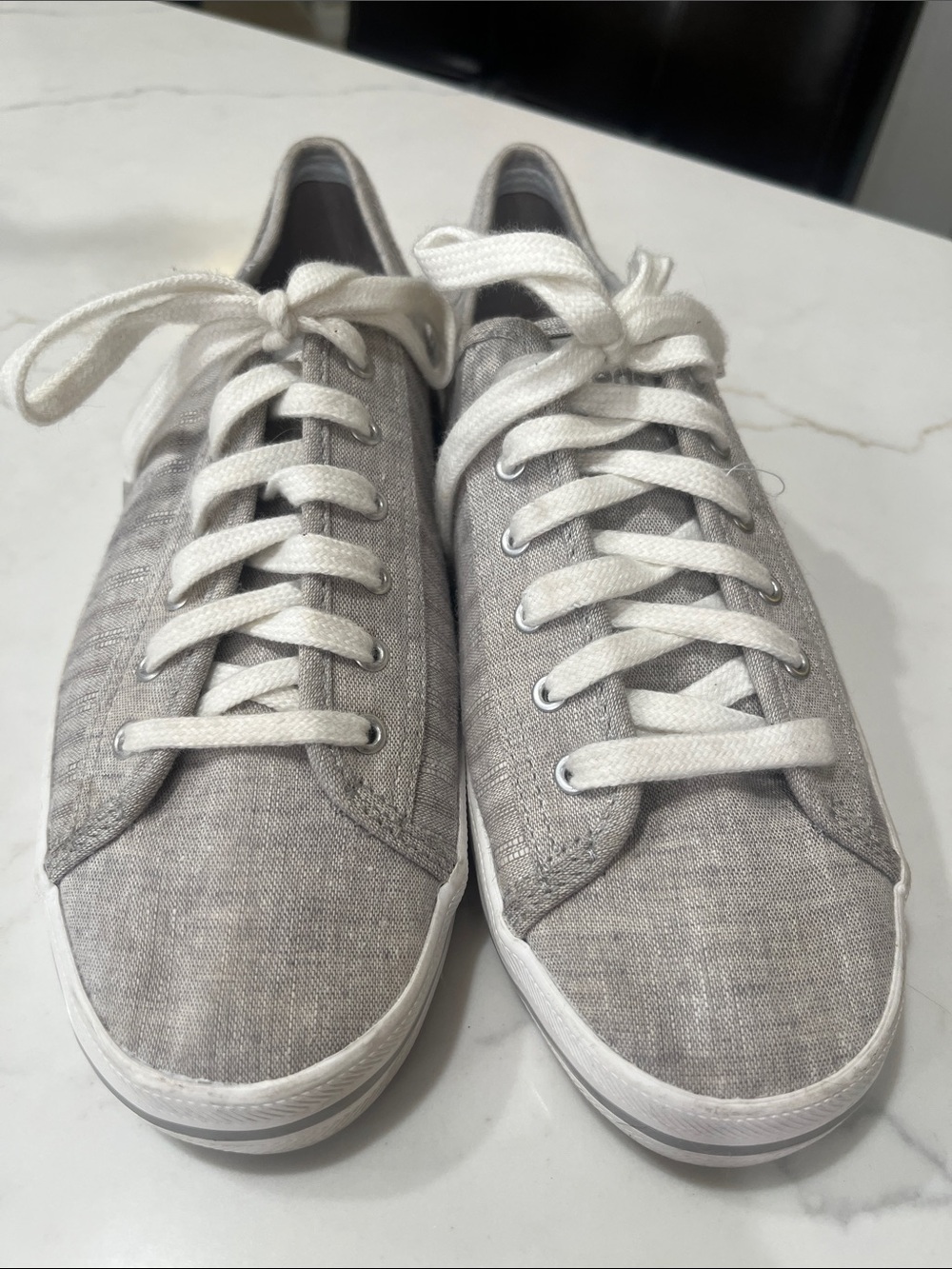 Keds Womens Light Gray Canvas Low-Top Sneakers